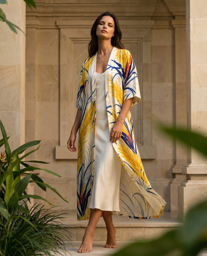 Kimono Golden Pampas — Balinese courtyard editorial